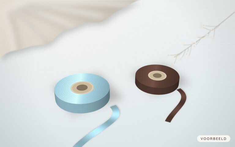 Rollen satijnlint in Sky Blue en Chocolate